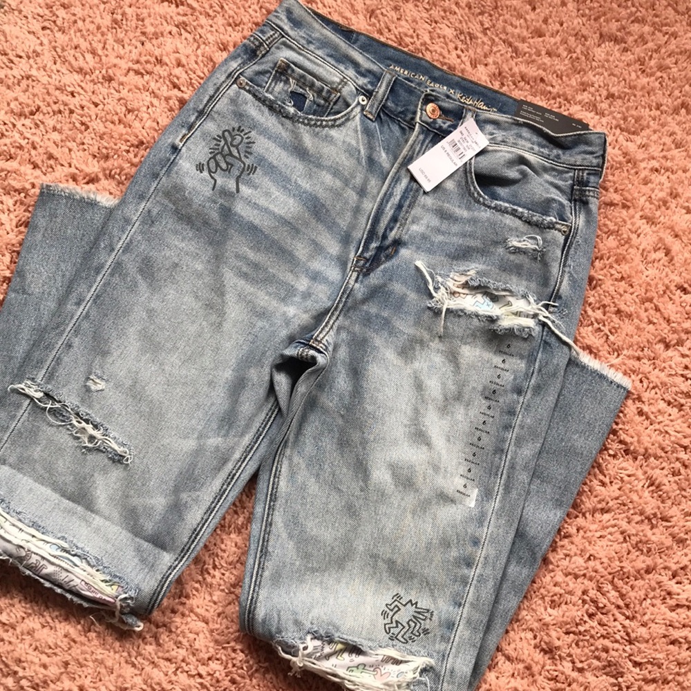 american eagle mom jean x keith haring